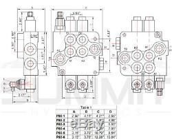 6 Spool Monoblock Hydraulic Directional Control Valve, 21 GPM, SAE Ports