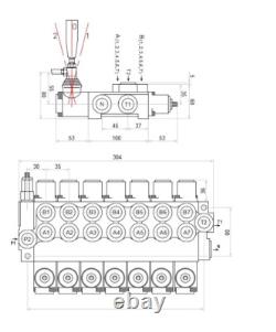 7 Spool Hydraulic Directional Control Valve 11gpm 40L Double Acting Cylinder DA