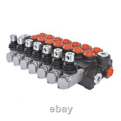 7 Spool Hydraulic Monoblock Double Acting Control Valve, 11 GPM, SAE Ports