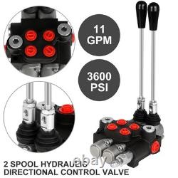 Adjustable Hydraulic Flow Control Valve 2 Spool 11 GPM Relief Valve Heavy Duty