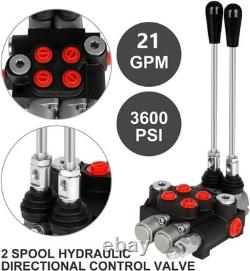 Adjustable Relief Hydraulic Control Valve, 2 Spool, 21 GPM, Cast Iron Durability