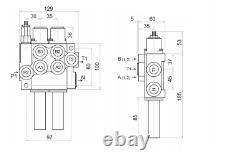 CABLE REMOTE CONTROL VALVE KIT 2 SPOOL 3SECTIONS 11 gpm 40L JOYSTICK CENTER OPEN