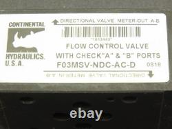 Continental F03MSV-NDC-AC-D Hydraulic A&B Port Flow Control Valve 5000PSI MAX