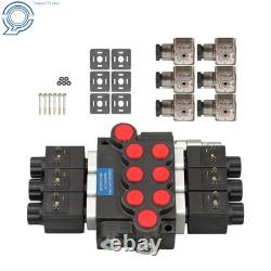 DC Hydraulic Control Valve Double Acting 13 GPM 3600 PSI 3 Spool Solenoid 12V