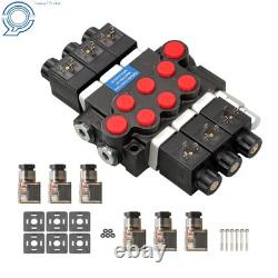 DC Hydraulic Control Valve Double Acting 13 GPM 3600 PSI 3 Spool Solenoid 12V