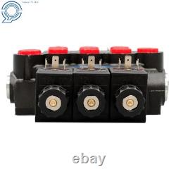 DC Hydraulic Control Valve Double Acting 13 GPM 3600 PSI 3 Spool Solenoid 12V