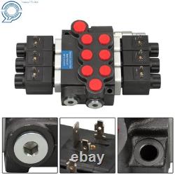 DC Hydraulic Control Valve Double Acting 13 GPM 3600 PSI 3 Spool Solenoid 12V