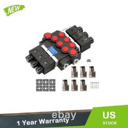 Double Acting 3600 PSI 3 Spool Solenoid 12V DC Hydraulic Control Valve 13 GPM