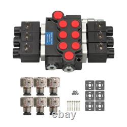 Double Acting 3600 PSI 3 Spool Solenoid 12V DC Hydraulic Control Valve 13 GPM