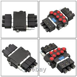 Double Acting 3600 PSI 3 Spool Solenoid 12V DC Hydraulic Control Valve 13 GPM