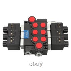 Double Acting 3600 PSI 3 Spool Solenoid 12V DC Hydraulic Control Valve 13 GPM