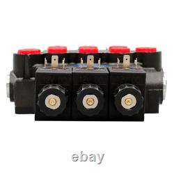 Double Acting 3600 PSI 3 Spool Solenoid 12V DC Hydraulic Control Valve 13 GPM