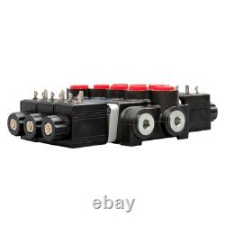 Double Acting 3600 PSI 3 Spool Solenoid 12V DC Hydraulic Control Valve 13 GPM