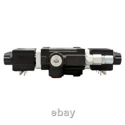 Double Acting 3600 PSI 3 Spool Solenoid 12V DC Hydraulic Control Valve 13 GPM