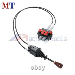 Dual Spool Hydraulic Valve 21GPM Remote Control Kit Heat-Resistant Cables