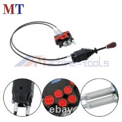 Dual Spool Hydraulic Valve 21GPM Remote Control Kit Heat-Resistant Cables