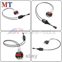 Dual Spool Hydraulic Valve 21GPM Remote Control Kit Heat-Resistant Cables