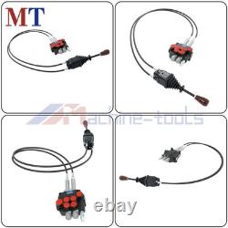 Dual Spool Hydraulic Valve 21GPM Remote Control Kit Heat-Resistant Cables