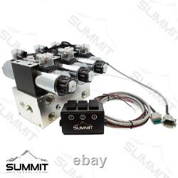 Electric Hydraulic Double Acting Control Valve with Rocker Switch, 3 Spool, 25 GPM