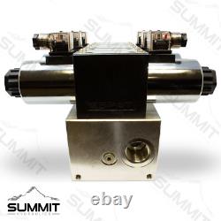Electric Hydraulic Double Acting Control Valve with Rocker Switch, 3 Spool, 25 GPM