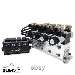 Electric Hydraulic Double Acting Control Valve with Rocker Switch, 4 Spool, 15 GPM