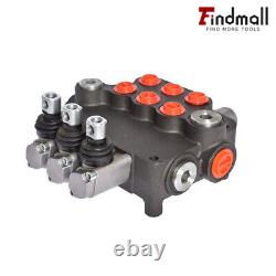 Findmall 3 Spool Hydraulic Monoblock Double Acting Control Valve, 21GPM, SAE Ports