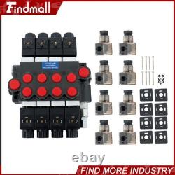 Findmall Heavy Duty 4 Spool Hydraulic Control Valve 12V DC 13 GPM 3600 PSI