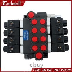 Findmall Heavy Duty 4 Spool Hydraulic Control Valve 12V DC 13 GPM 3600 PSI