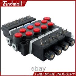 Findmall Heavy Duty 4 Spool Hydraulic Control Valve 12V DC 13 GPM 3600 PSI