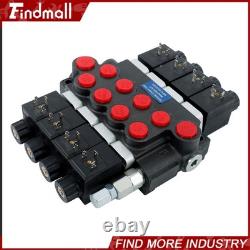 Findmall Heavy Duty 4 Spool Hydraulic Control Valve 12V DC 13 GPM 3600 PSI