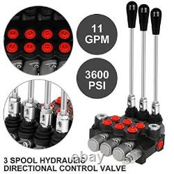 GYZJ Hydraulic Flow Control Valve 3 Spool 11 GPM SAE Ports Adjustable Relief