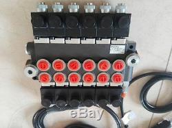HYDRAULIC BANK MOTOR 6 SPOOL VALVES 80L/MIN ELECTRIC 12V + Control Panel