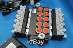 Hydraulic Bank Motor 5 Spool Valves 50l/min Electric 12v + Control Panel