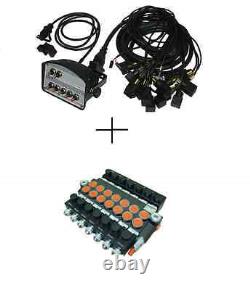 Hydraulic Bank Motor 7 Spool Valves 50l/min Electric 12v + Control Panel