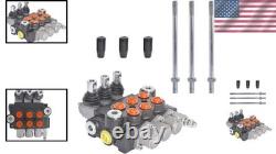 Hydraulic Control Valve 3 Spool 13GPM 3600PSI SAE Ports for Small Tractors Lo