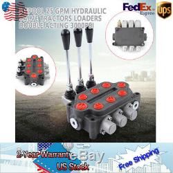 Hydraulic Control Valve 3 Spool 25 GPM Tractors Double Acting 3000PSI Vehicle US