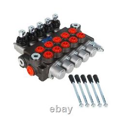 Hydraulic Control Valve, 5 Spool 13 GPM 3600 PSI SAE Ports, Double Acting Hyd