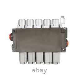 Hydraulic Control Valve, 5 Spool 13 GPM 3600 PSI SAE Ports, Double Acting Hyd