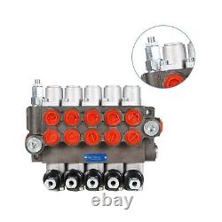 Hydraulic Control Valve, 5 Spool 13 GPM 3600 PSI SAE Ports, Double Acting Hyd