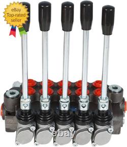 Hydraulic Control Valve, 5 Spool 13 GPM 3600 PSI SAE Ports, Double Acting Hydrau
