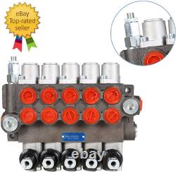 Hydraulic Control Valve, 5 Spool 13 GPM 3600 PSI SAE Ports, Double Acting Hydrau
