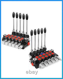 Hydraulic Control Valve 5 Spool 15 GPM Ports Adjustable Relief Lever 3600 PSI