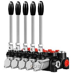 Hydraulic Control Valve 5 Spool 15 GPM Ports Adjustable Relief Lever 3600 PSI