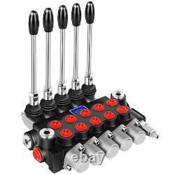 Hydraulic Control Valve 5 Spool 15 GPM Ports Adjustable Relief Lever 3600 PSI
