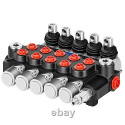 Hydraulic Control Valve 5 Spool 15 GPM Ports Adjustable Relief Lever 3600 PSI