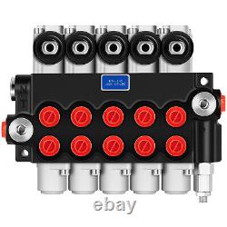 Hydraulic Control Valve 5 Spool 15 GPM Ports Adjustable Relief Lever 3600 PSI