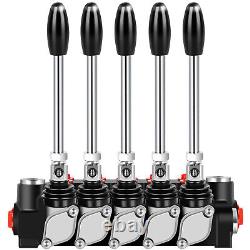 Hydraulic Control Valve 5 Spool 15 GPM Ports Adjustable Relief Lever 3600 PSI