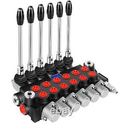 Hydraulic Control Valve 6 Spool 15 GPM Ports Adjustable Relief Lever 3600 PSI