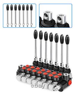 Hydraulic Control Valve 7 Spool 15 GPM Ports Adjustable Relief Lever 3600 PSI