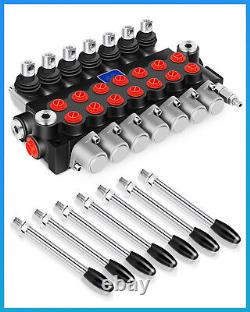 Hydraulic Control Valve 7 Spool 15 GPM Ports Adjustable Relief Lever 3600 PSI